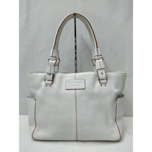 Kate Spade New York White Pebbled Leather Double Handles Satchel Bag